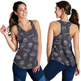 sushi pattern black background Women Racerback Tank Top