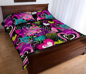 heart dot wave star creative design pattern Quilt Bed Set
