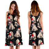 Christmas Pugs Santa_S Red Cap Pattern Sleeveless Midi Dress
