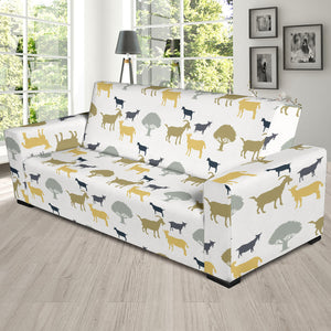 Silhouettes Of Goat And Tree Pattern Sofa Slipcover