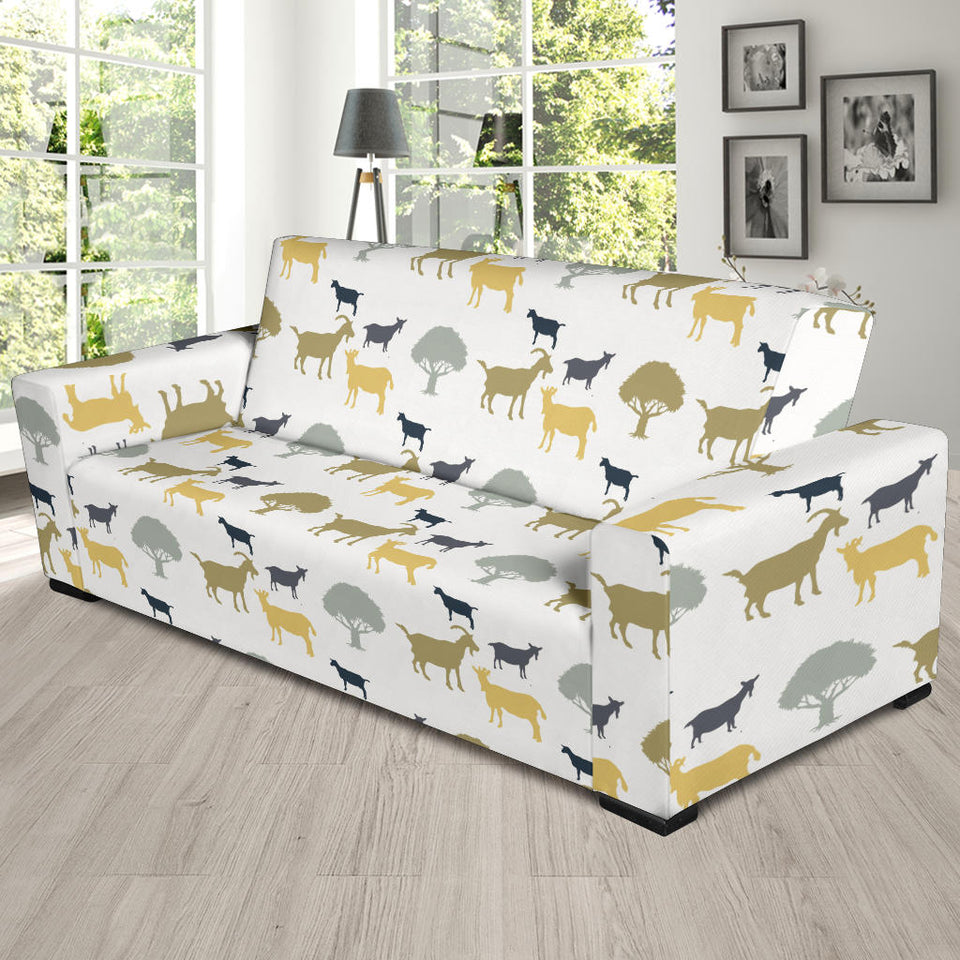 Silhouettes Of Goat And Tree Pattern Sofa Slipcover