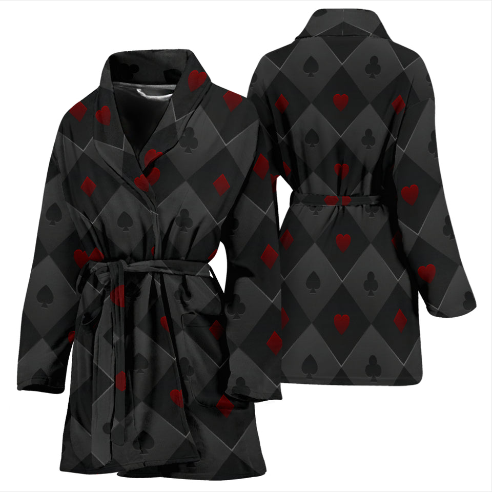 Casino Cards Suits Pattern Print Design 05 Women's Bathrobe
