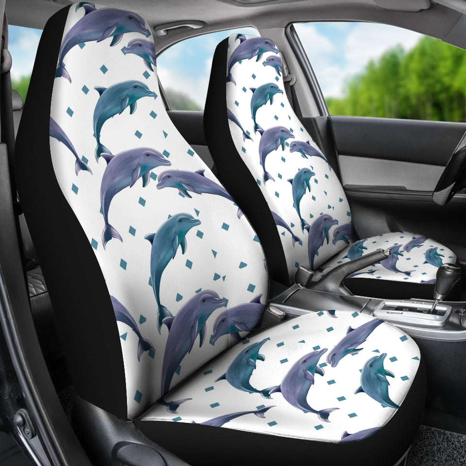 Dolphins Pattern Dotted Background Universal Fit Car Seat Covers