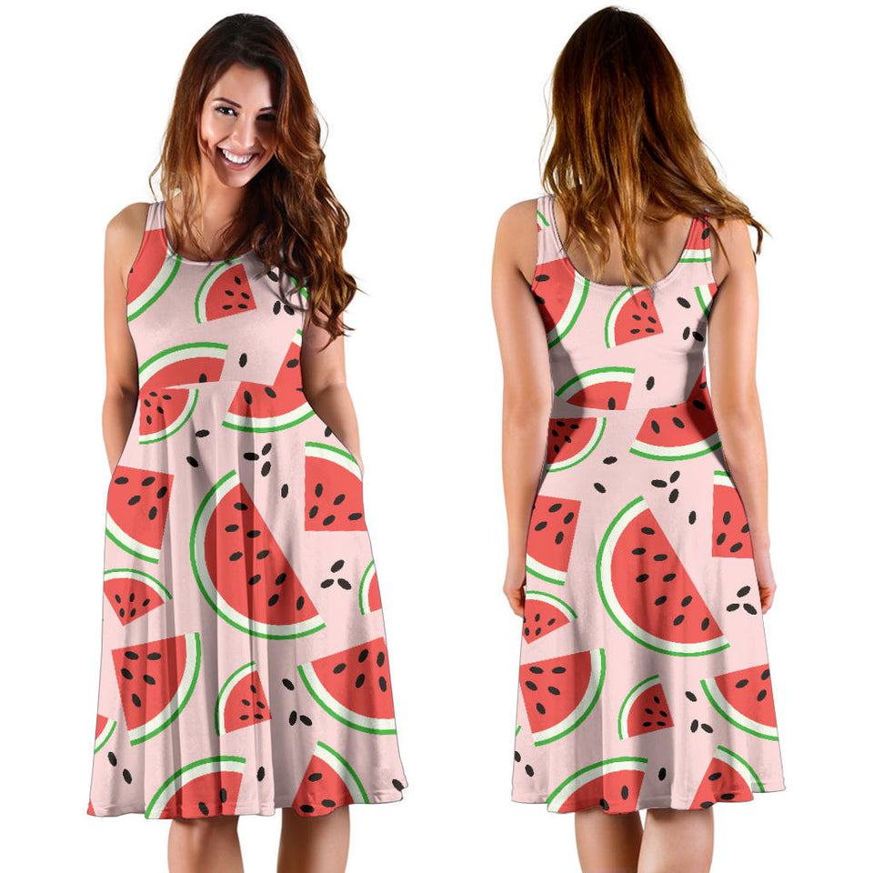 Watermelon Pattern Sleeveless Midi Dress