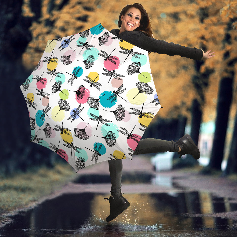 Dragonflies Ginkgo Leaves Pattern Umbrella