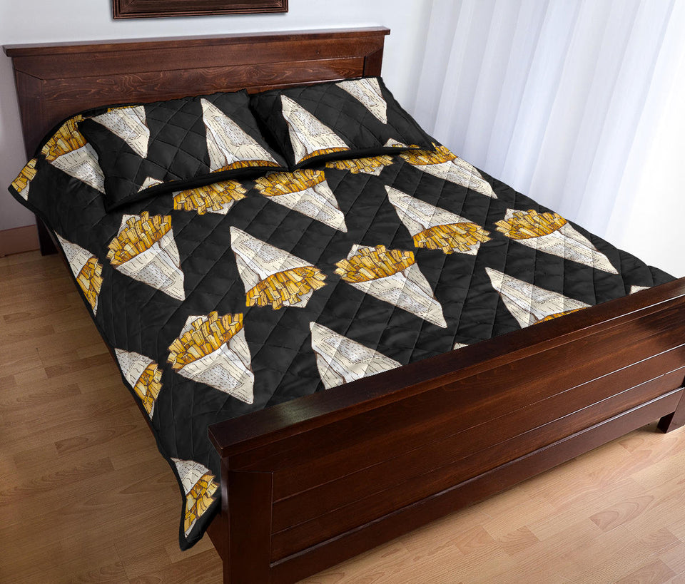 French fries dark background Quilt Bed Set