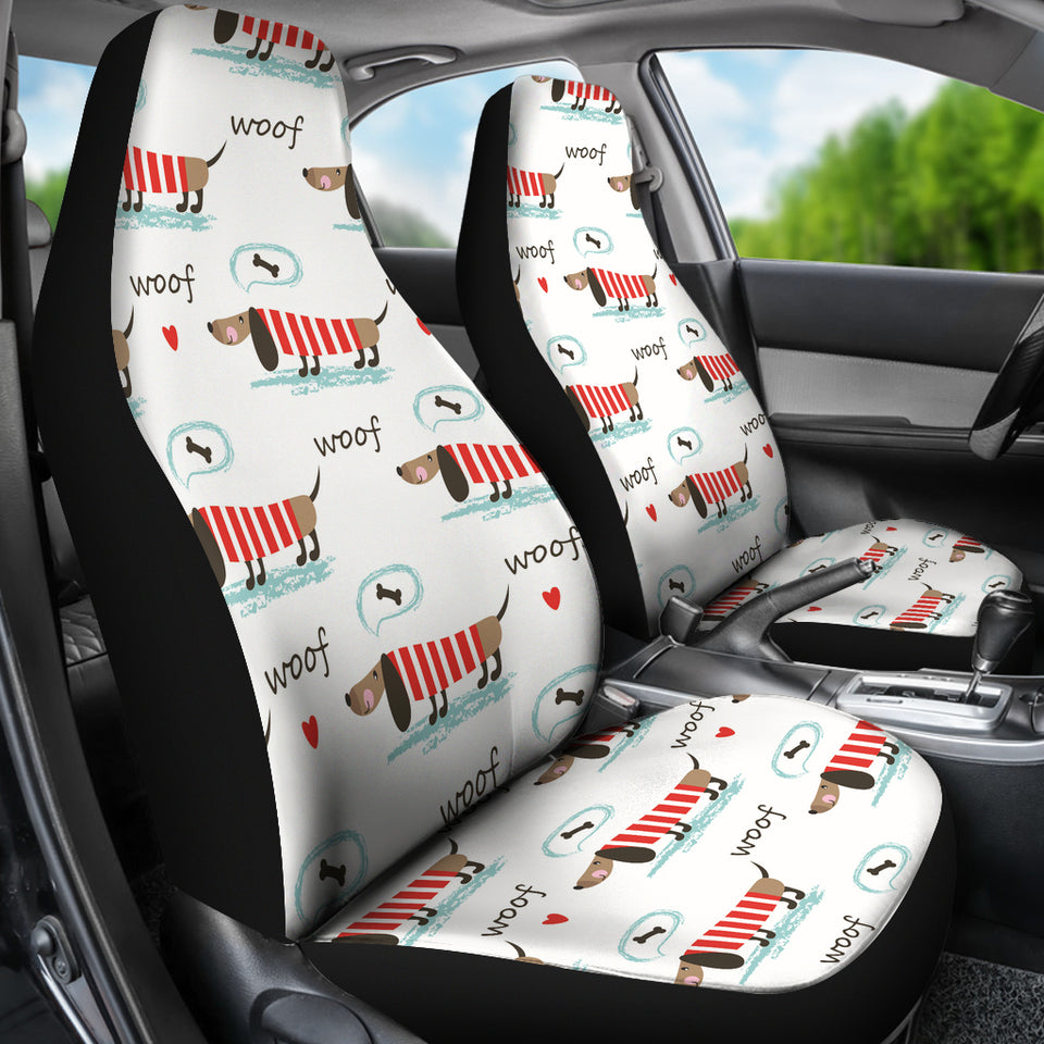 Cute Dachshund Bone Pattern Universal Fit Car Seat Covers