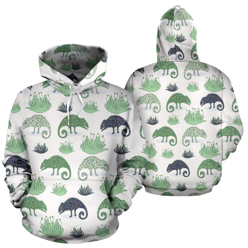 Chameleon Lizard Succulent Plant Pattern Men Women Pullover Hoodie