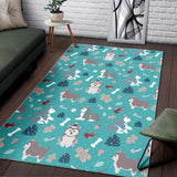 Christmas Cute Siberian Husky Puppie Pattern Area Rug