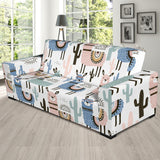 Lama Alpaca Cactus Hand Drawn Pattern Sofa Slipcover