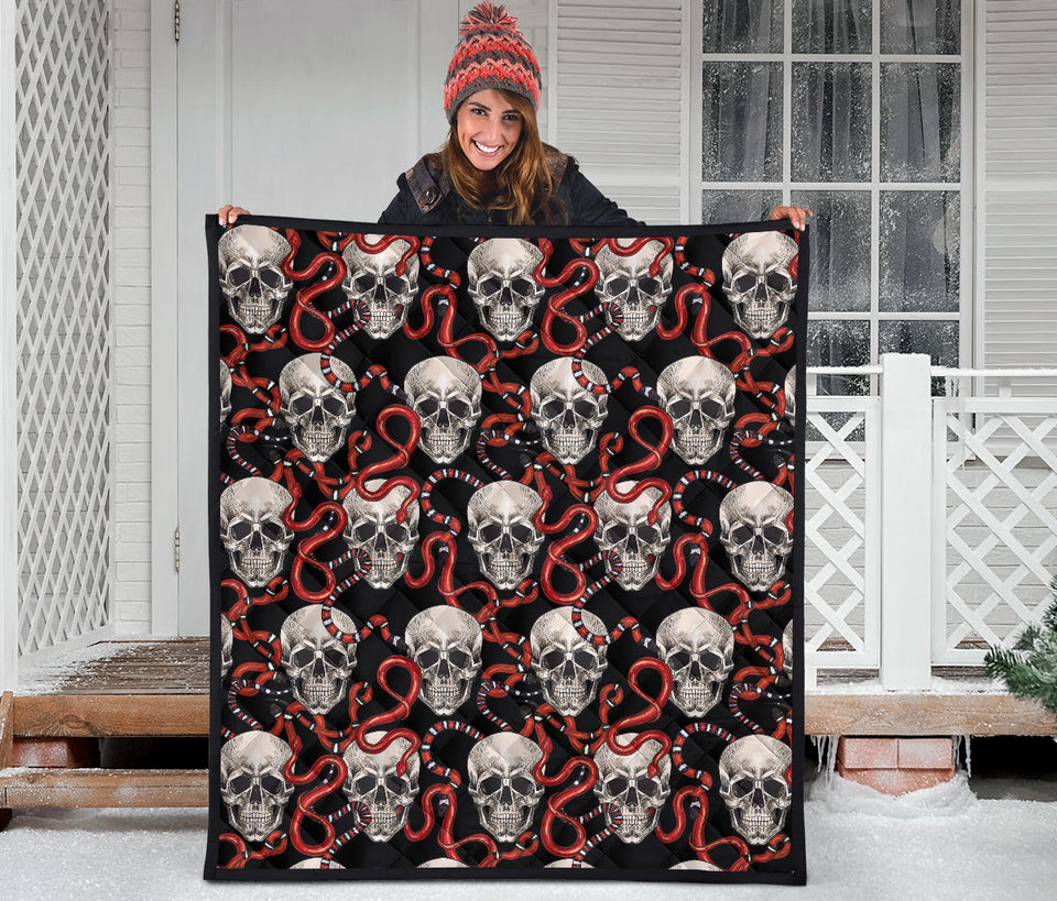 Red Snake Skull Pattern Premium Quilt