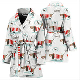 Cute Dachshund Bone Pattern Women'S Bathrobe