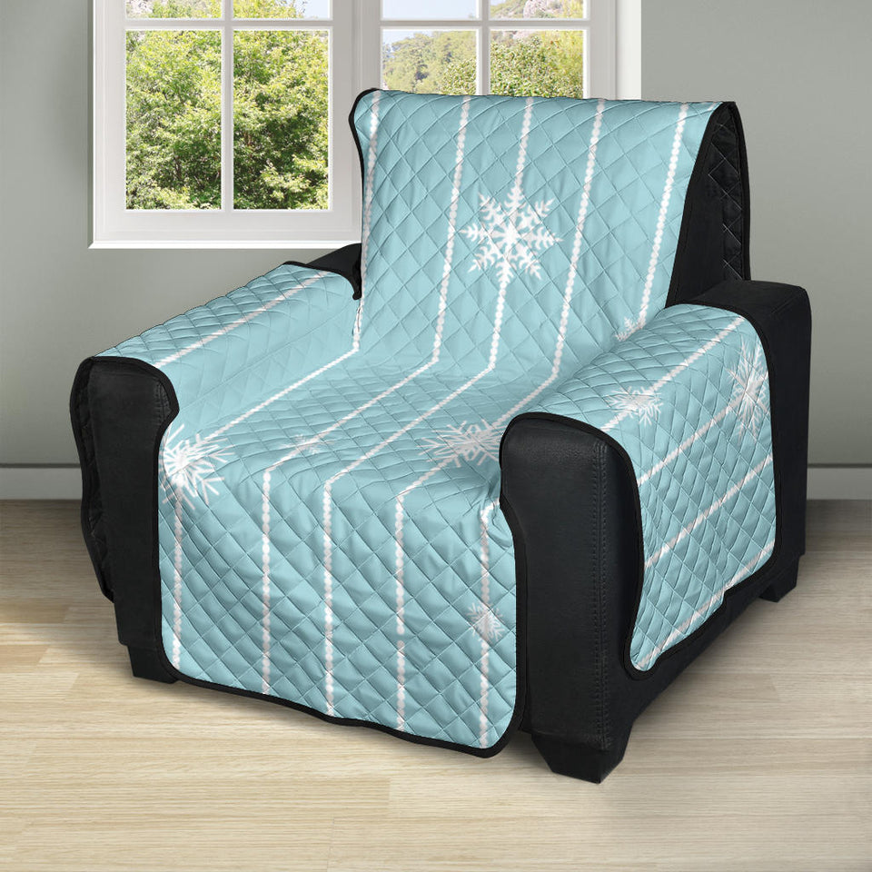 Snowflake pattern blue stripe background Recliner Cover Protector