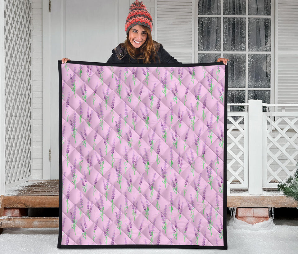 Lavender Pattern Pink Background Premium Quilt