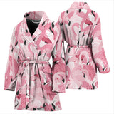 Pink Flamingos Pattern Background Women'S Bathrobe