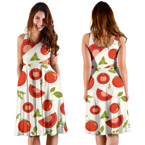 Tomato Pattern Sleeveless Midi Dress