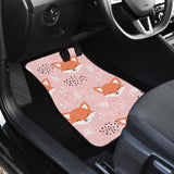 Cute Fox Pattern Pink Background Front And Back Car Mats