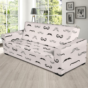 Mustache Beard Pattern Print Design 05 Sofa Slipcover