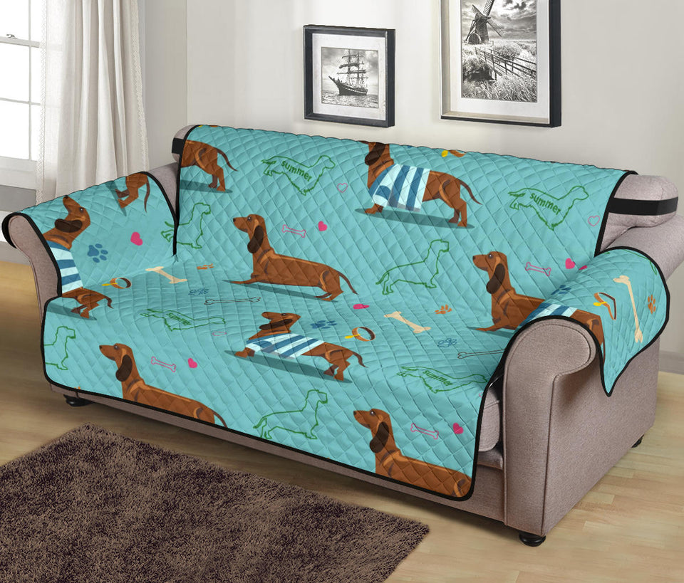 Dachshund decorative background Sofa Cover Protector