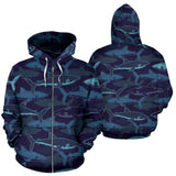 Shark Pattern Zip Up Hoodie