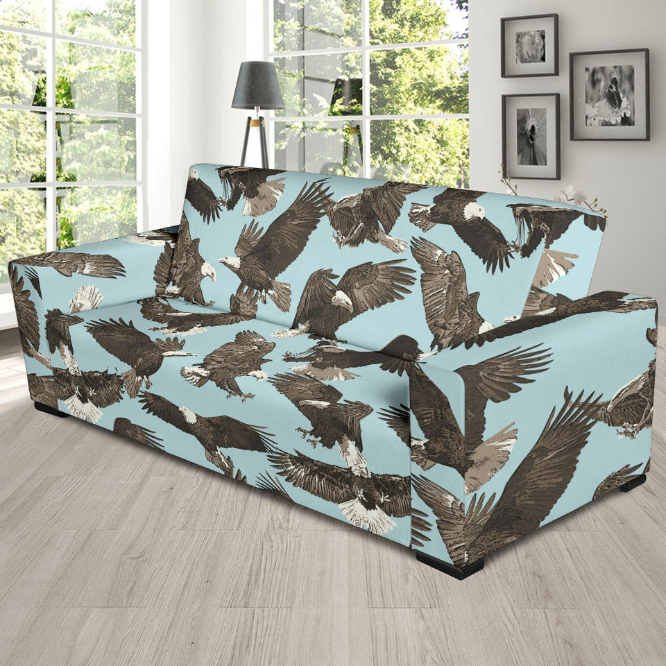 Eagle Pattern Print Design 01 Sofa Slipcover