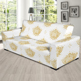 Gold Ornamental Lotue Waterlily Symbol Pattern Sofa Slipcover
