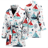 Cute Color Paper Sailboat Pattern Women'S Bathrobe