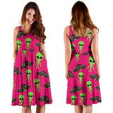 Alien Pattern Print Design 03 Sleeveless Midi Dress