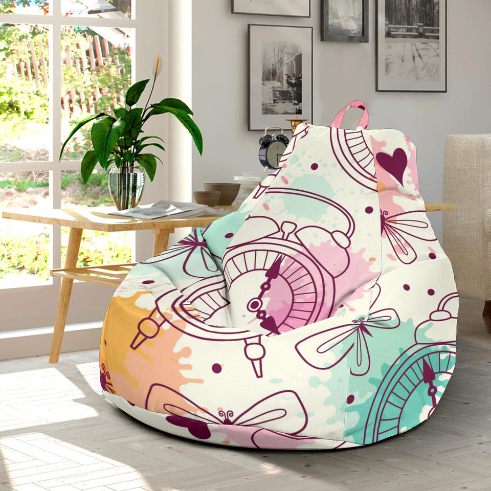 Clock Butterfly Pattern Bean Bag Cover