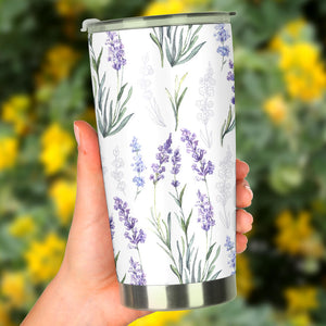 Hand Painting Watercolor Lavender Tumbler