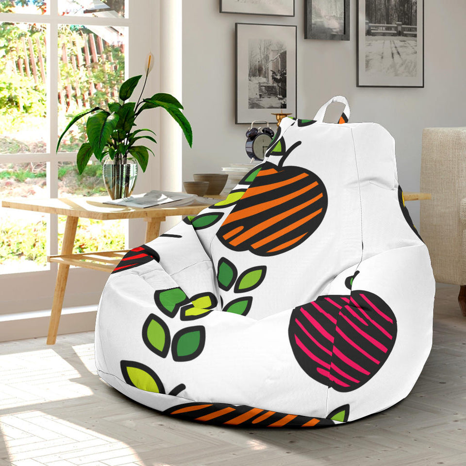 Colorful Apples Leave Zebra Stripe Bean Bag Cover