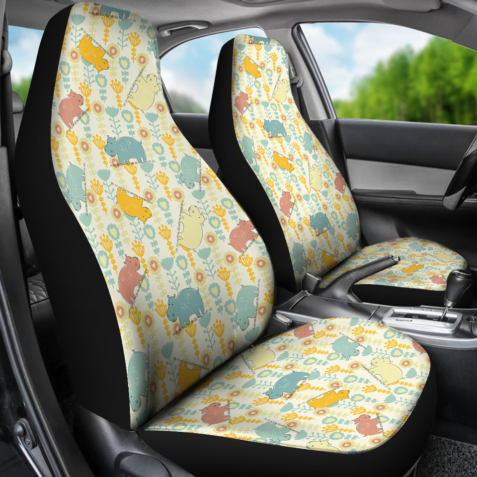 Hippopotamus Pattern Print Design 04 Universal Fit Car Seat Covers