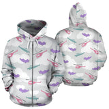 Helicopter Plane Pattern Zip Up Hoodie