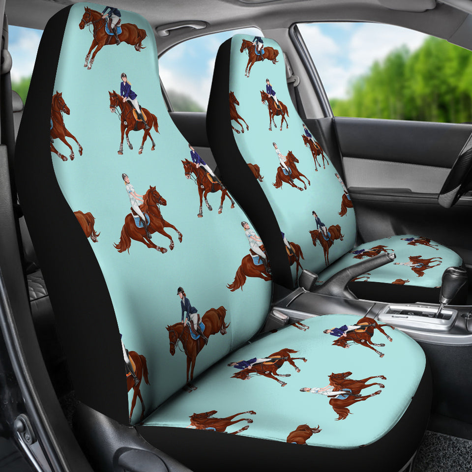 Horses Running Horses Rider Pattern Universal Fit Car Seat Covers