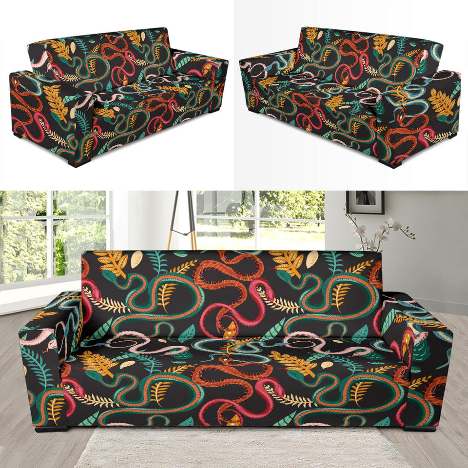Colorful Snake Plant Pattern Sofa Slipcover