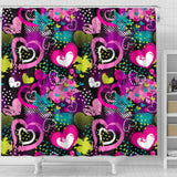 Heart Dot Wave Star Creative Design Pattern Shower Curtain Fulfilled In US