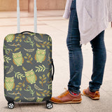 Cute Owls Leaves Pattern Luggage Covers