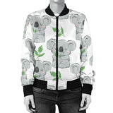 Hand Drawn Koala Leaves Pattern Women'S Bomber Jacket