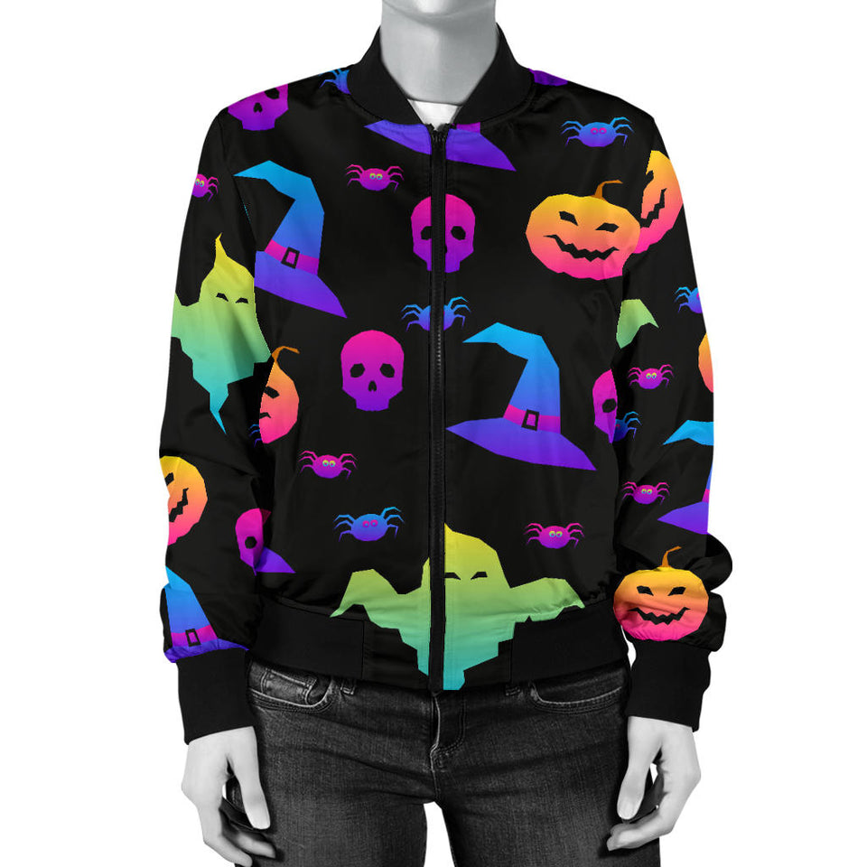 Colorful Halloween Background Women'S Bomber Jacket