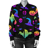 Colorful Halloween Background Women'S Bomber Jacket