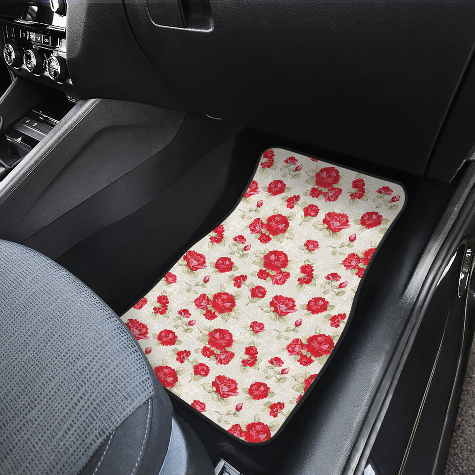 Rose Pattern Print Design 01 Front and Back Car Mats