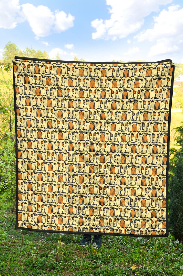English Bulldog Pattern Print Design 02 Premium Quilt