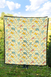 Hippopotamus Pattern Print Design 04 Premium Quilt