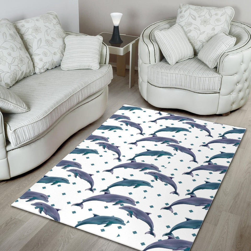 Dolphins Pattern Dotted Background Area Rug