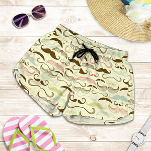 Mustache Beard Pattern Print Design 01 Women Shorts