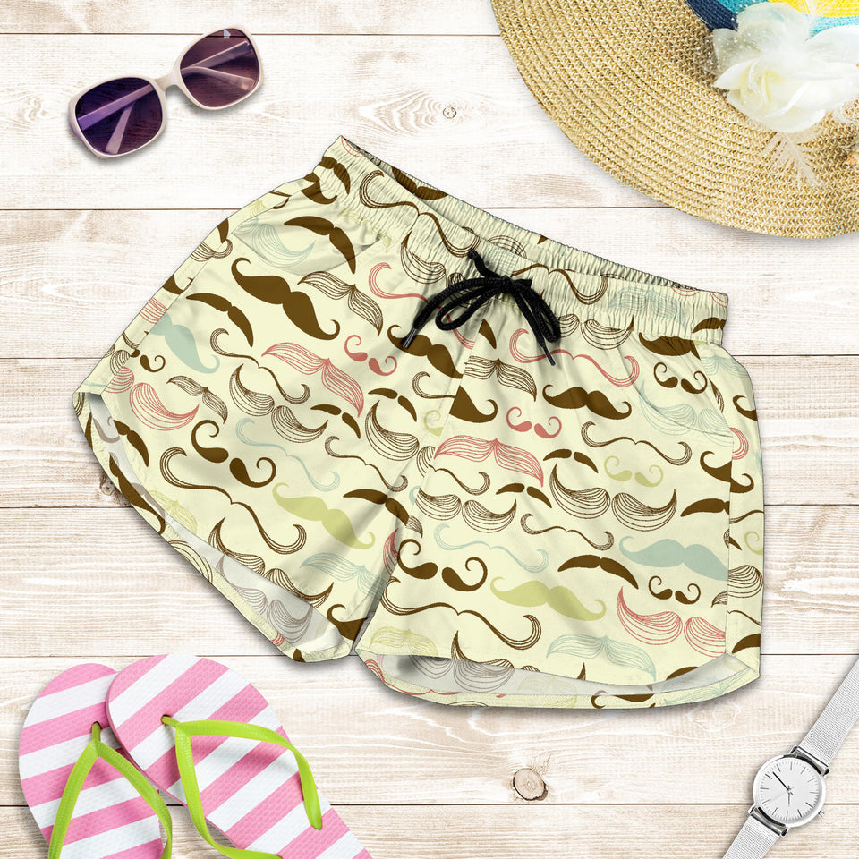 Mustache Beard Pattern Print Design 01 Women Shorts