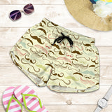 Mustache Beard Pattern Print Design 01 Women Shorts