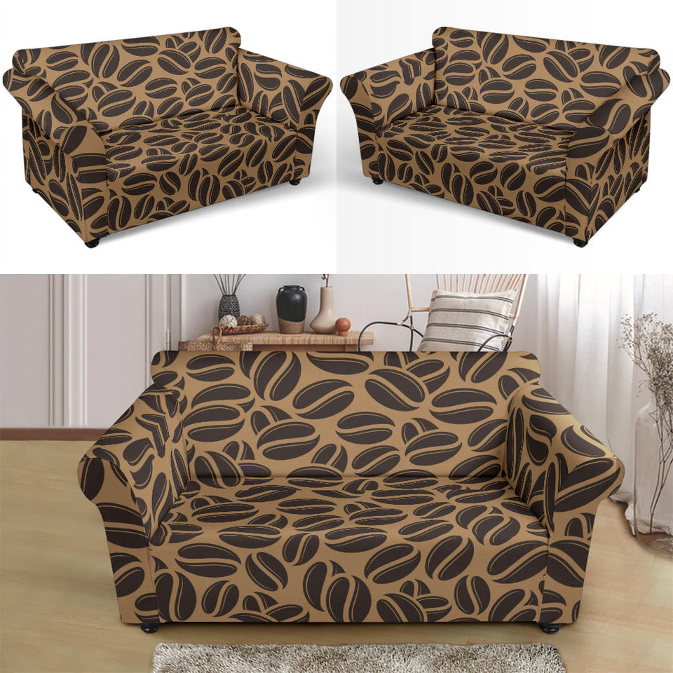 Coffee Bean On Brown Background Loveseat Couch Slipcover