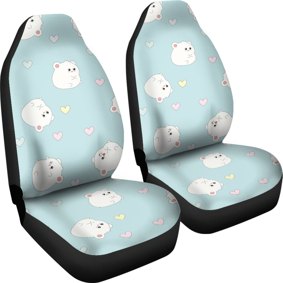 White Cute Hamsters Heart Pattern Universal Fit Car Seat Covers