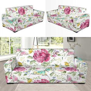 Hand Drawn Butterfly Rose Sofa Slipcover